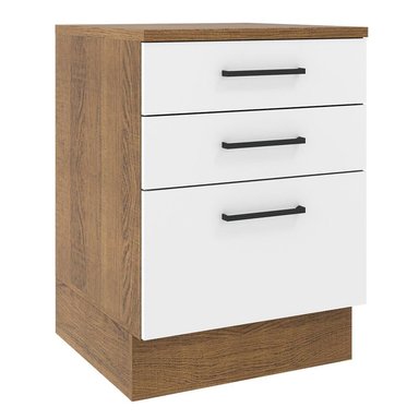 MUEBLE DE COCINA MADESA 3 CAJONES AGATA 60 CM MARRÓN/BLANCO