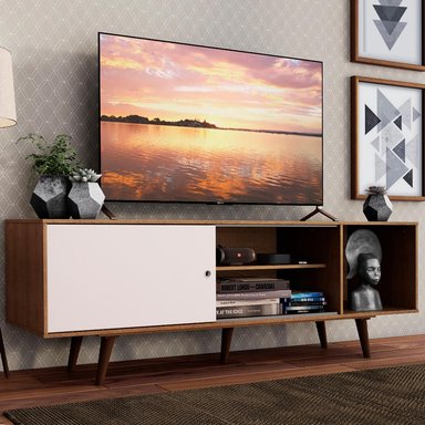 MESA DE TV MADESA 60246E5ZPP DUBAI HASTA 65 PULGADAS MARRÓN BLANCO - 1