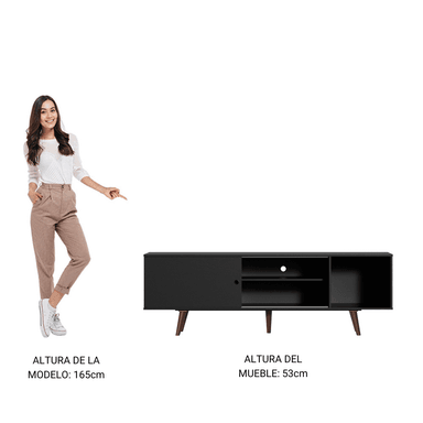 CENTRO DE ENTRETENIMIENTO MADESA 60248N5ZPP MESA PARA TV DUBAI HASTA 65 PULGADAS NEGRO MARRÓN - 3