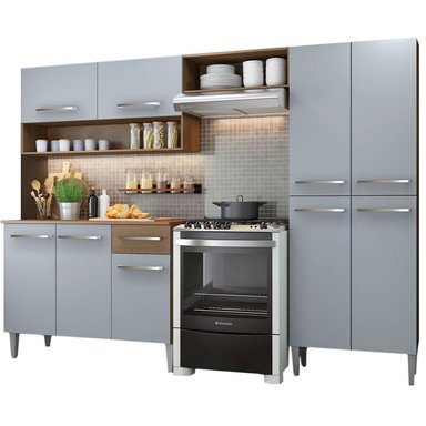 MUEBLE DE COCINA MADESA GREM229002F9 COMPLETA 229CM MARRÓN/GRIS EMILLY POP