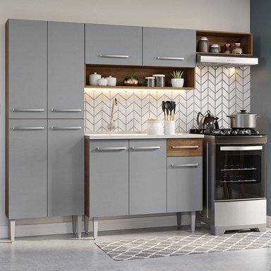 MUEBLE DE COCINA MADESA GREM229012F9 INTEGRAL EMILLY 229 CM CON LAVADERO 12 MARRÓN/GRIS - 2