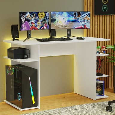 ESCRITORIO GAMER MODERNO PARA PC Y CONSOLA 9424 - BLANCO