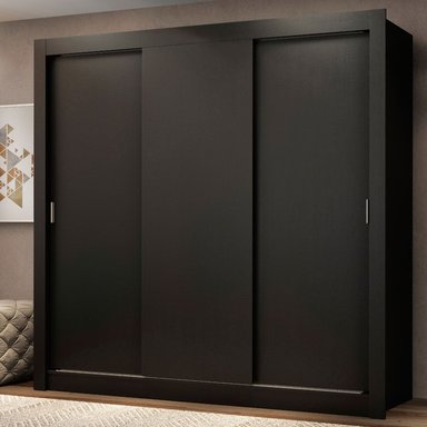 ROPERO MONACO 3 PUERTAS CORREDIZAS - NEGRO