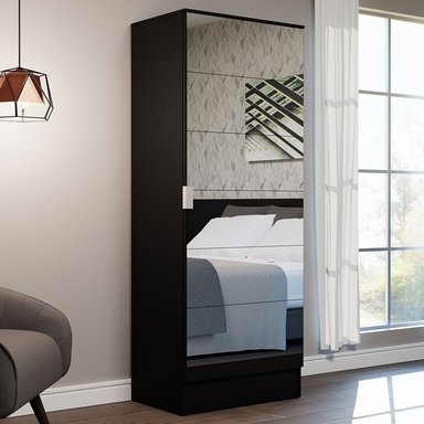 ZAPATERA ISIS 1 PUERTA CON ESPEJO - NEGRO