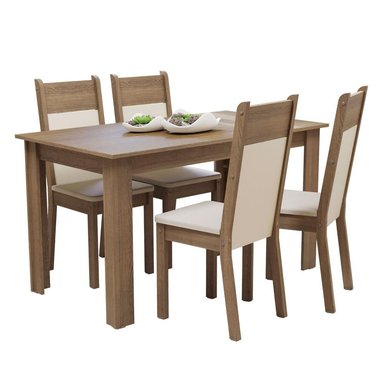 JUEGO DE COMEDOR ELLEN CON 4 SILLAS MARRON BEIGE