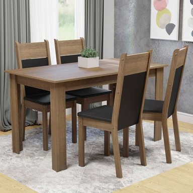 JUEGO DE COMEDOR ELLEN CON 4 SILLAS - MARRÓN/NEGRO