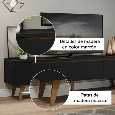 CENTRO DE ENTRETENIMIENTO MESA PARA TV REIMS HASTA 75 PULGADAS - NEGRO - 7