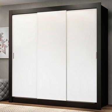 ROPERO MONACO 3 PUERTAS CORREDIZAS - NEGRO/BLANCO