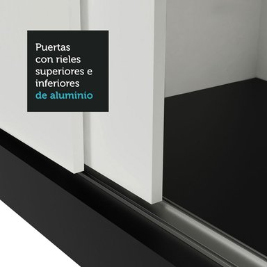 ROPERO MONACO 3 PUERTAS CORREDIZAS - NEGRO/BLANCO - 6