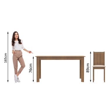 JUEGO DE COMEDOR ANALU CON 6 SILLAS - MARRÓN/BEIGE - 3