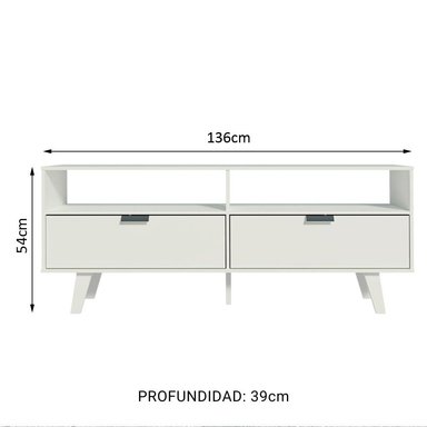 CENTRO DE ENTRETENIMIENTO MESA PARA TV OSLO HASTA 55 PULGADAS - BLANCO - 2