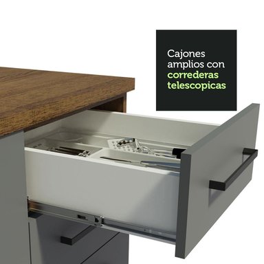 KIT CON 2 MUEBLES DE COCINA AGATA (SIN ENCIMERA NI LAVADERO) MARRON GRIS - 7