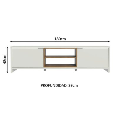CENTRO DE ENTRETENIMIENTO MESA PARA TV METZ HASTA 75 PULGADAS - BLANCO/MARRÓN - 2