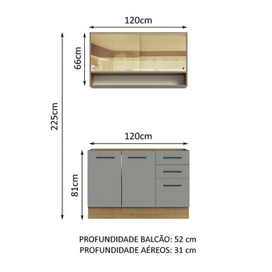 MUEBLE DE COCINA INTEGRAL AGATA 120 CM 02 - MARRÓN/GRIS - 3