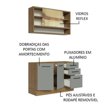 MUEBLE DE COCINA INTEGRAL AGATA 120 CM 02 - MARRÓN/GRIS - 4