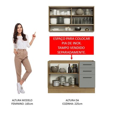 MUEBLE DE COCINA INTEGRAL AGATA 120 CM 02 - MARRÓN/GRIS - 5