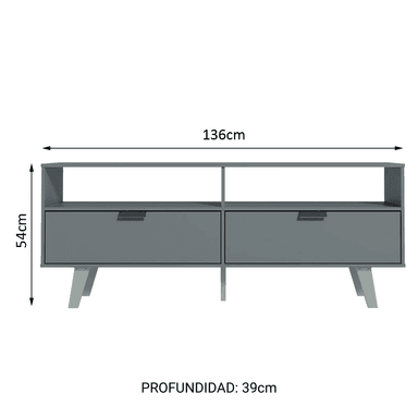CENTRO DE ENTRETENIMIENTO MESA PARA TV OSLO HASTA 55 PULGADAS - GRIS - 2