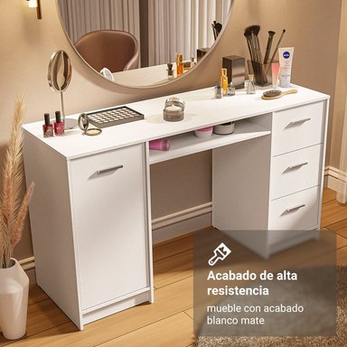 TOCADOR MADESA CON 1 PUERTA Y 3 CAJONES - BLANCO - 7