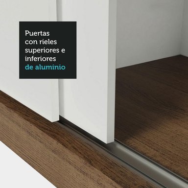 ROPERO NOBRE 3 PUERTAS CORREDIZAS MARRÓN/BLANCO - 9