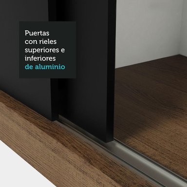 ROPERO NOBRE 3 PUERTAS CORREDIZAS MARRÓN/NEGRO - 9