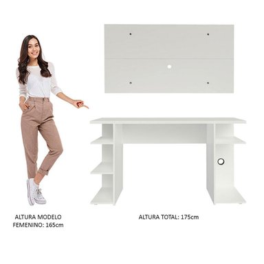ESCRITORIO GAMER MODERNO MADESA + PANEL PARA TV HASTA 50 PULGADAS BLANCO - 8
