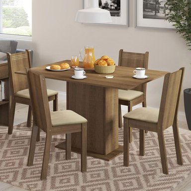JUEGO DE COMEDOR LEXY CON 4 SILLAS - MARRÓN/BEIGE