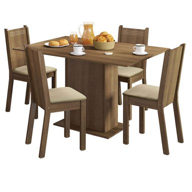 JUEGO DE COMEDOR LEXY MADESA CON 4 SILLAS MARRÓN/BEIGE