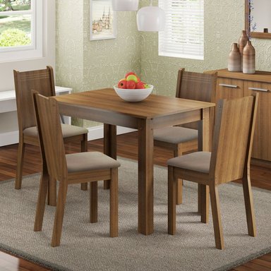 JUEGO DE COMEDOR MADESA RUTE CON 4 SILLAS - MARRÓN/BEIGE