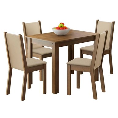 JUEGO DE COMEDOR CÍNTIA MADESA CON 4 SILLAS MARRÓN/BEIGE