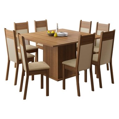 JUEGO DE COMEDOR MADESA PANAMÁ CON 8 SILLAS MARRÓN/CREMA/SINTÉTICO BEIGE