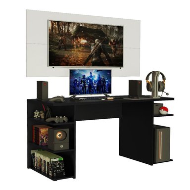 ESCRITORIO GAMER MADESA 9409 Y PANEL PARA TV HASTA 50'