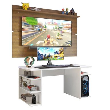 ESCRITORIO GAMER MADESA 9409 Y PANEL PARA TV HASTA 65'