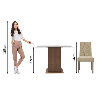 JUEGO DE COMEDOR CIÇA CON 2 SILLAS - ENCIMERA DE CRISTAL - MARRÓN/IMPERIAL - 4