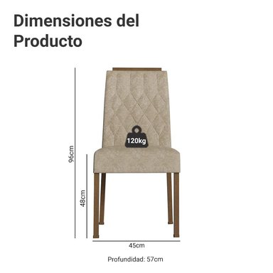 KIT 2 SILLAS DE COMEDOR MADESA 4256 - MARRÓN/IMPERIAL - 3