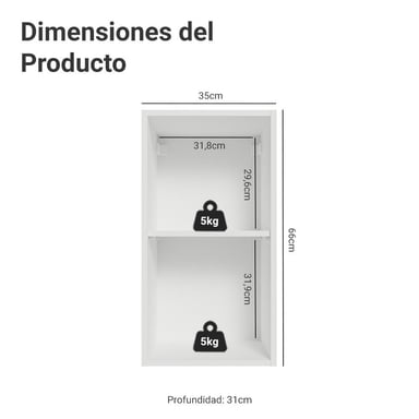 ALACENA DE COCINA VIK 35 CM 1 PUERTA - BLANCO/GRIS - 2
