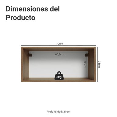 ALACENA DE COCINA VIK 70 CM 1 PUERTA ABATIBLE - MARRÓN/GRIS - 2