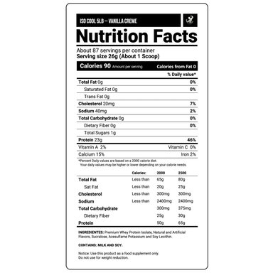 SUPLEMENTO ULTIMATE NUTRITION ISO COOL 5 LB VANILLA CREME - 2