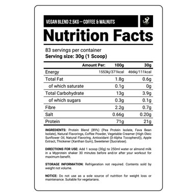 PROTEÍNA MYPROTEIN VEGANA VEGAN PROTEIN BLEND 2.5 KG COFFEE Y WALNUT - 2