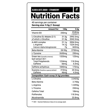 PRE ENTRENO DORIAN YATES BLOOD Y GUTS 40 SERV STRAWBERRY - 2