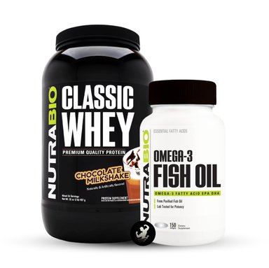 PACK | OMEGA-3 FISH OIL 150 CAPS + CLASSIC WHEY 2 LB - CHOCOLATE MILKSHAKE