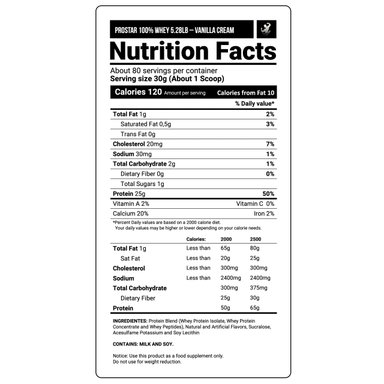 PACK PROSTAR 100% WHEY 5 LB (VANILLA) + CREATINA DORIAN YATES 300 GR - 3
