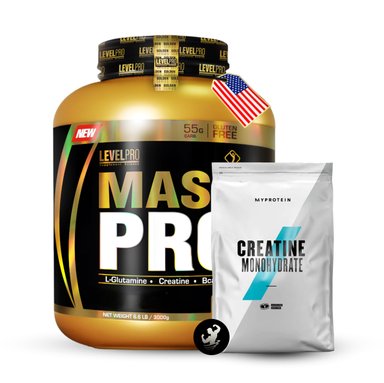 PROTEÍNA LEVEL PRO PACK MASS PRO 6.6 LB VANILLA + CREATINA MYPROTEIN 250 GR