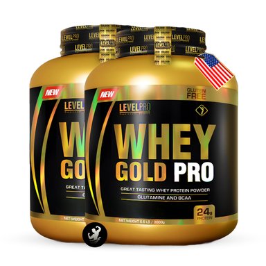 SUPLEMENTO LEVEL PRO WHEY GOLD PRO 6.6 LB VANILLA + STRAWBERRY PACK X2