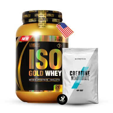 PROTEÍNA LEVEL PRO PACK ISO GOLD WHEY 2.43 LB + CREATINA MYPROTEIN 250 GR