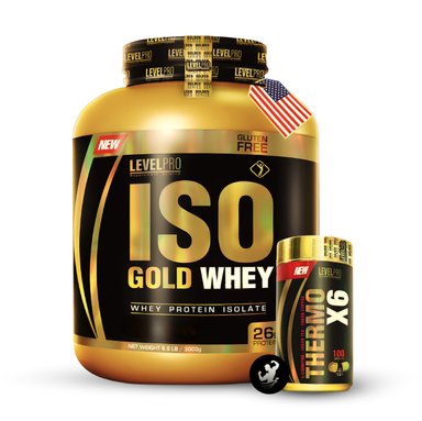 PROTEÍNA LEVEL PRO PACK ISO GOLD WHEY 6.6 LB + THERMO X6 100 CÁPSULAS