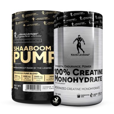 PACK | CREATINA MONOHIDRATADA KEVIN LEVRONE 500 GR + SHAABOOM PUMP 44 SERV