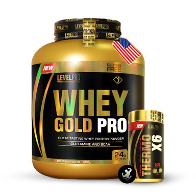 PROTEÍNA LEVEL PRO PACK WHEY GOLD PRO 6.6 LB VANILLA + THERMO X6 100 CÁPSULAS