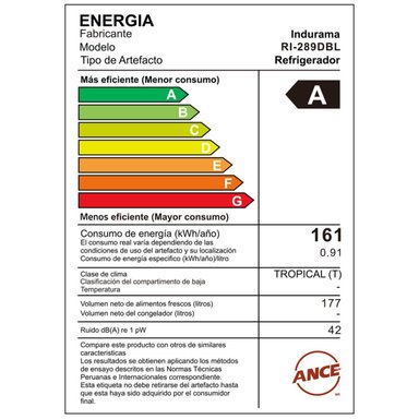 REFRIGERADORA INDURAMA TOP FREEZER 177 LT RI-289DBL BLANCO - 5