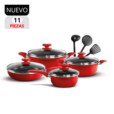 SET OLLAS FINEZZA FZ-1625T-2 ACERO INOXIDABLE ANTIADHERENTES ROJO