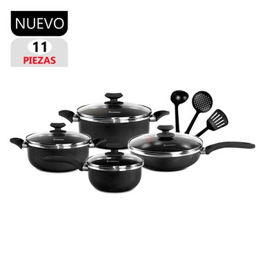 SET OLLAS FINEZZA FZ-1625T-2 ACERO INOXIDABLE ANTIADHERENTES NEGRO